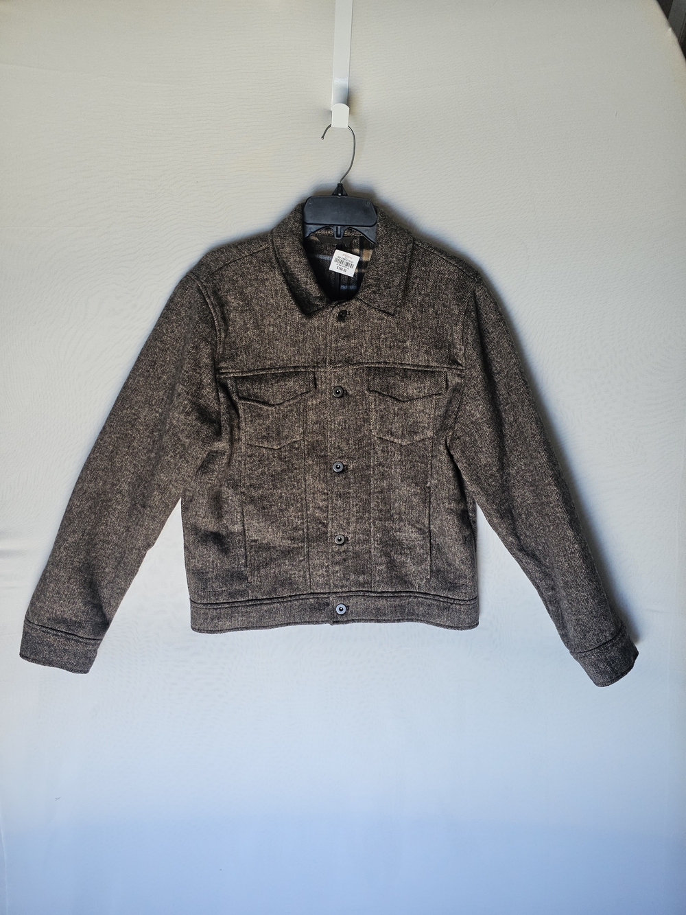 Stafford Men's Wool Blend Herringbone Trucker Jacket Size M Regular Fit NWT